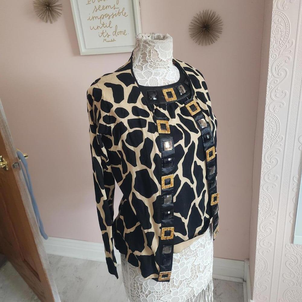 EUC BEREK cardigan tank sweater set 2 piece tan black tank M